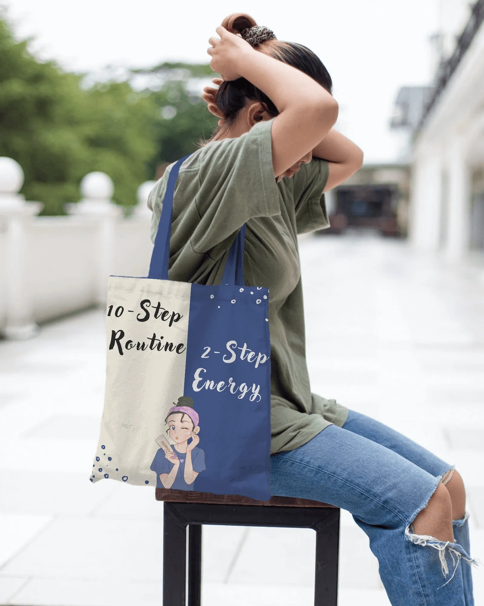 10 Step Routine, 2 Step Effort : Skin Care Tote Bag with Zipper