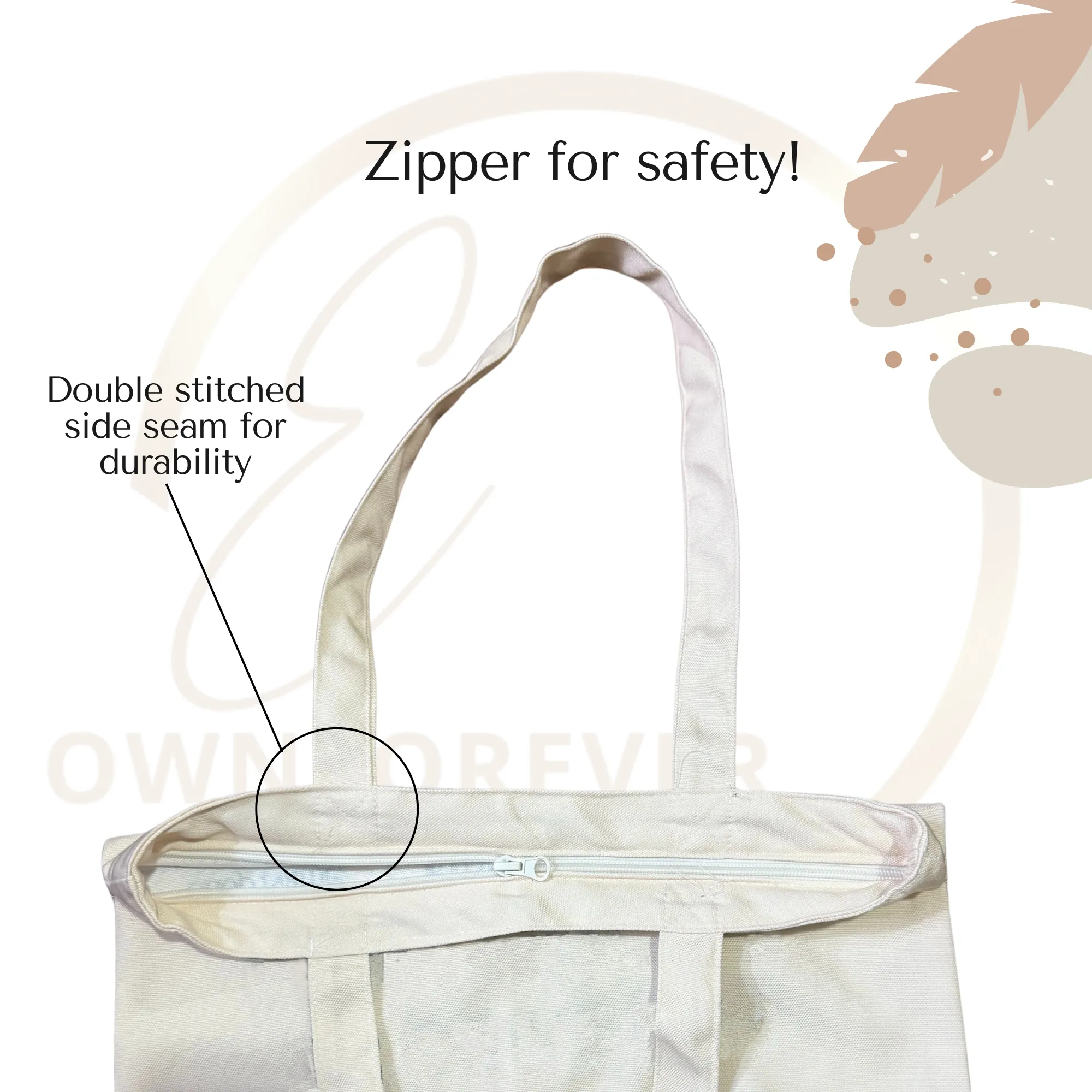 10 Step Routine, 2 Step Effort : Skin Care Tote Bag with Zipper