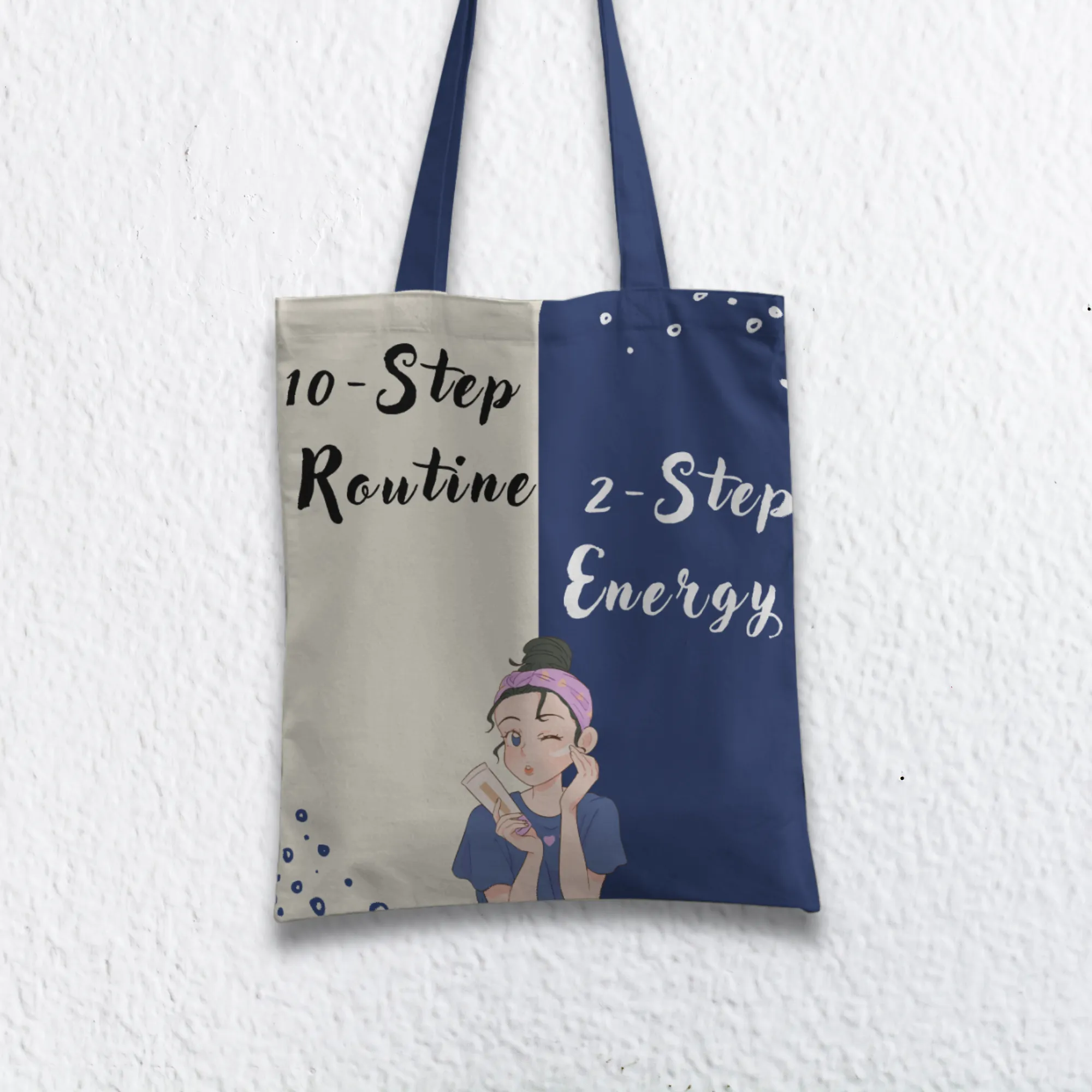 10 Step Routine, 2 Step Effort : Skin Care Tote Bag with Zipper