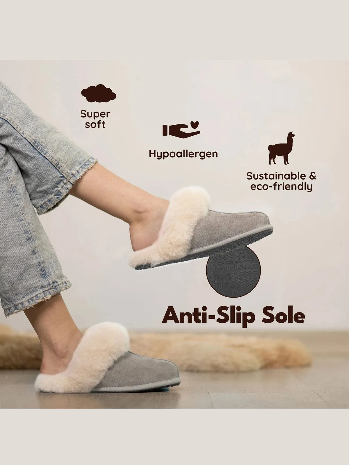 Inkari Alpaca wool Slippers-Desert