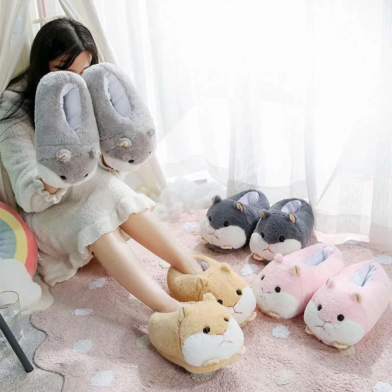 Kawaii Hamster Plush Slippers