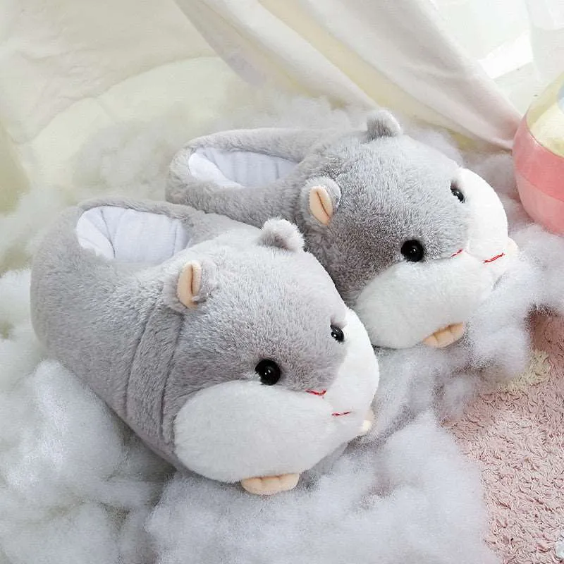 Kawaii Hamster Plush Slippers