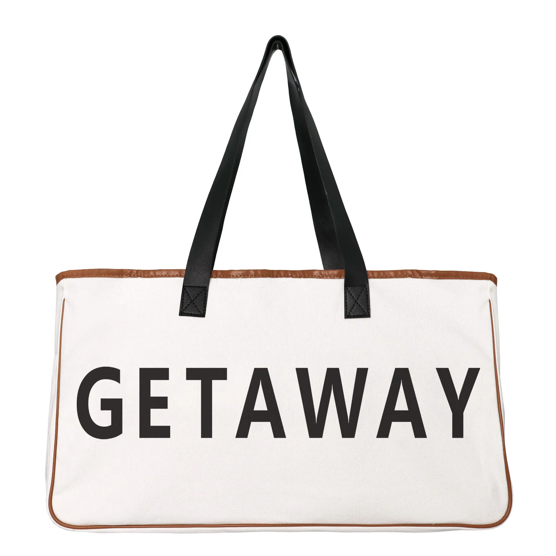 Letter Print Cotton and Linen Canvas Bag Beach Bag-Showtown
