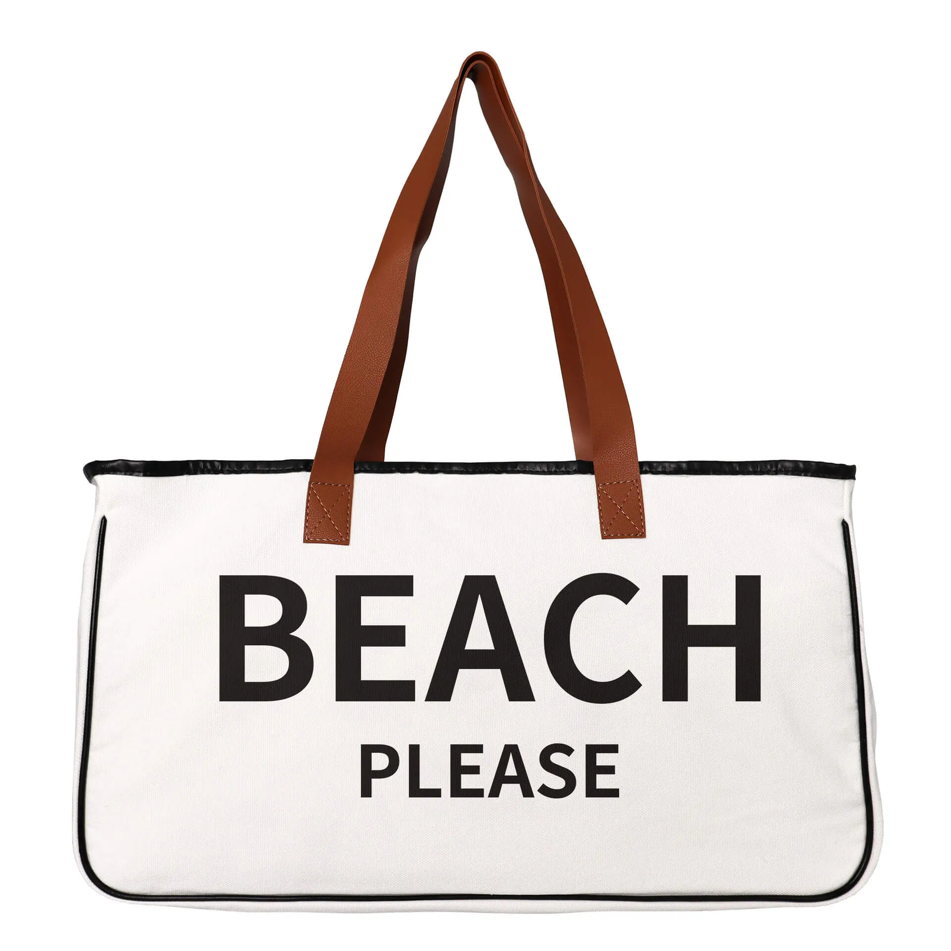 Letter Print Cotton and Linen Canvas Bag Beach Bag-Showtown