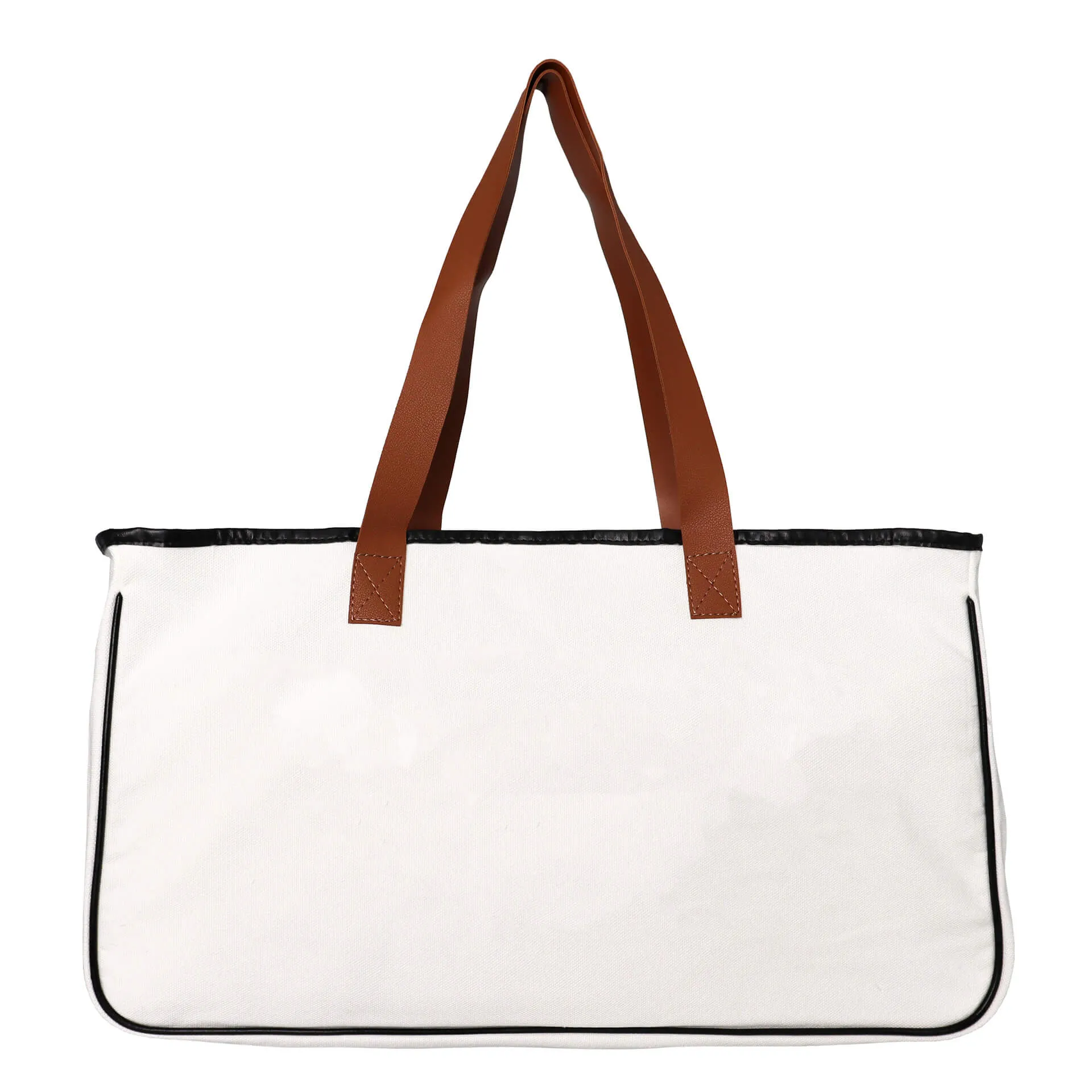 Letter Print Cotton and Linen Canvas Bag Beach Bag-Showtown