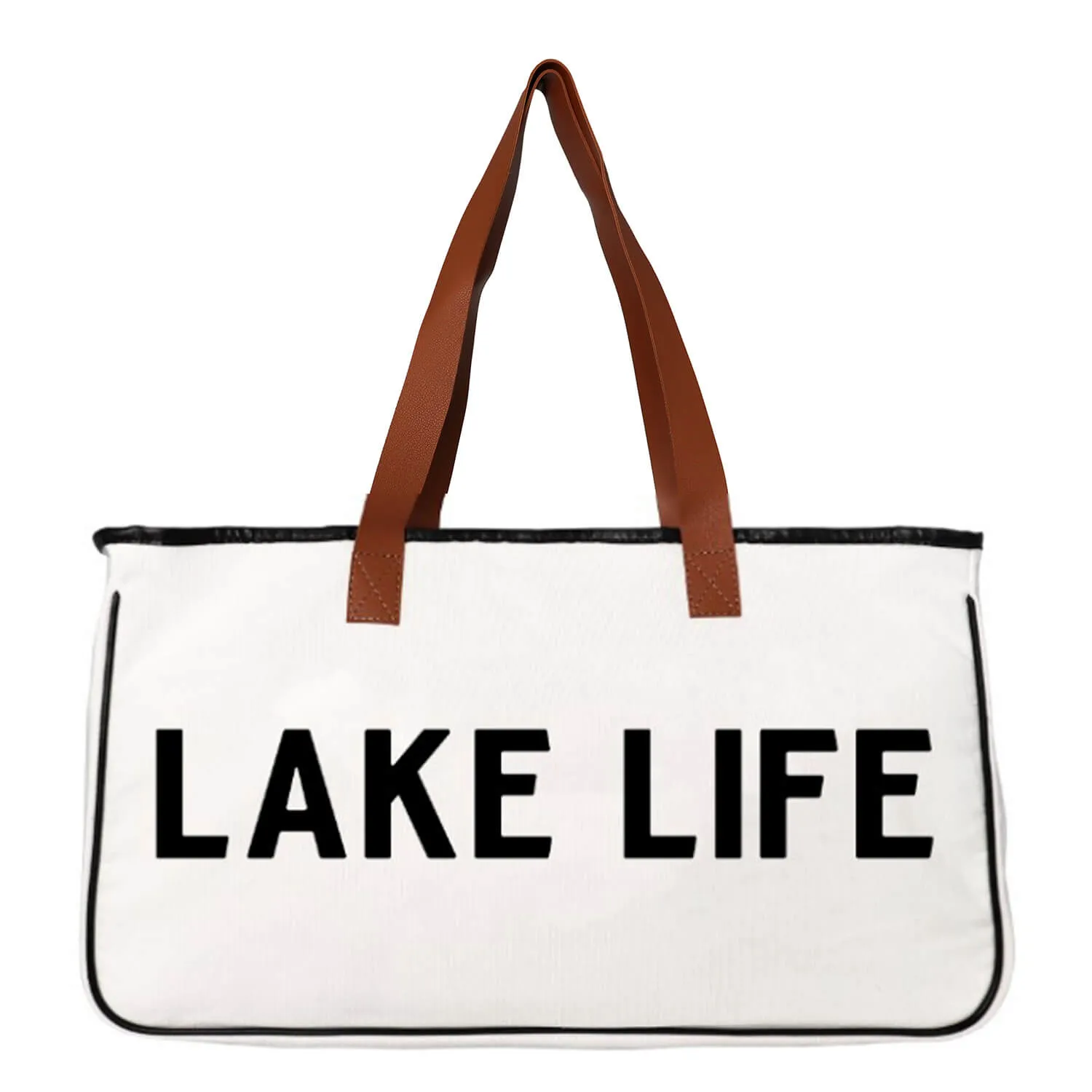 Letter Print Cotton and Linen Canvas Bag Beach Bag-Showtown