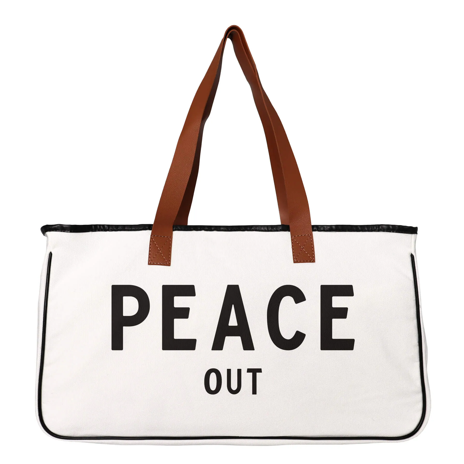 Letter Print Cotton and Linen Canvas Bag Beach Bag-Showtown