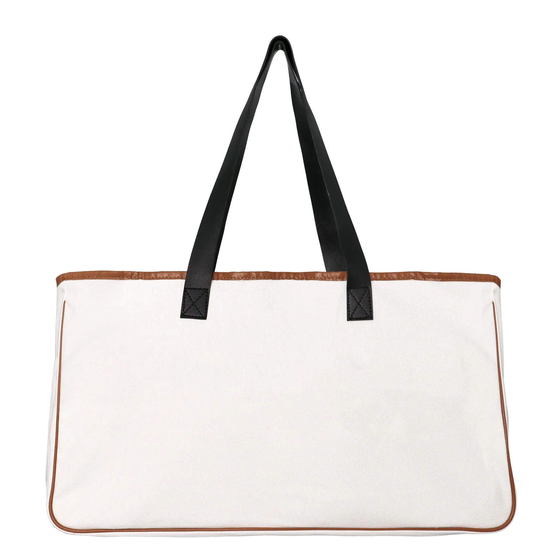 Letter Print Cotton and Linen Canvas Bag Beach Bag-Showtown