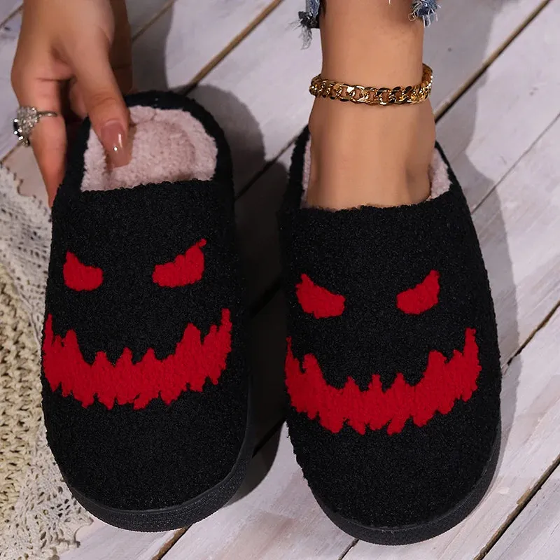 Sohiwoo Cartoon Christmas Fluffy Home Slippers Women Winter Comfort Soft Sole Indoor Cotton Slippers Woman Funny Shoes House Slides