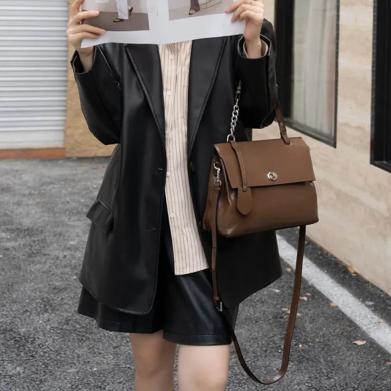 UAKISS  -  Genuine leather handbag leather bag minimalist Crossbody bag women female luxury bag shoulder bag cowhide Vintage Bag