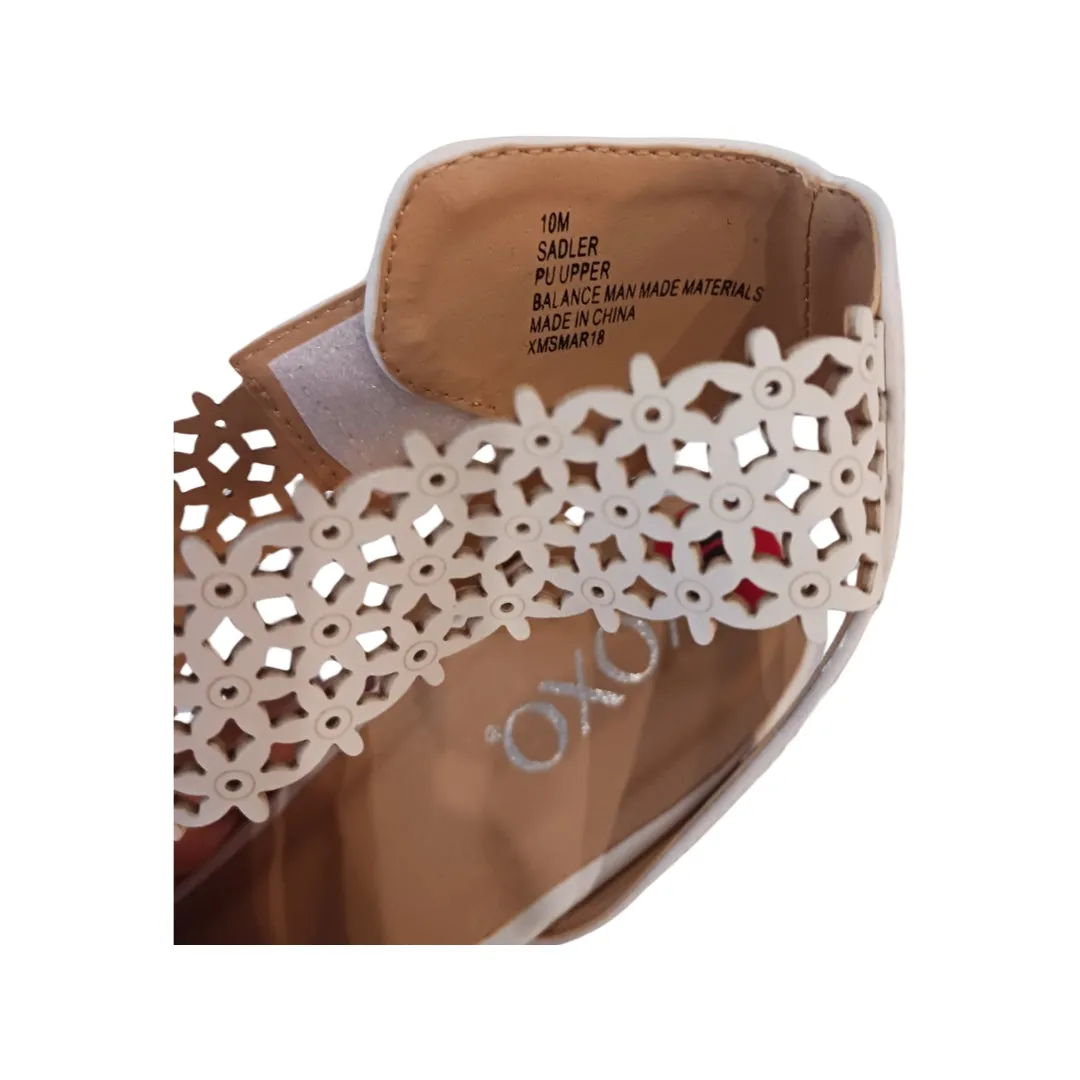XOXO White Sadler Sandals, Size 10